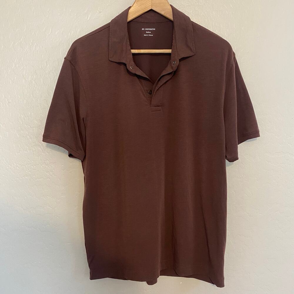 REI Co-Op Performance Stretch Polo Mens Size Medium Chocolate Brown